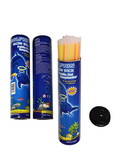 100 Pcs Glow Sticks 8'' (5*200 mm) - thefancydress.co.uk