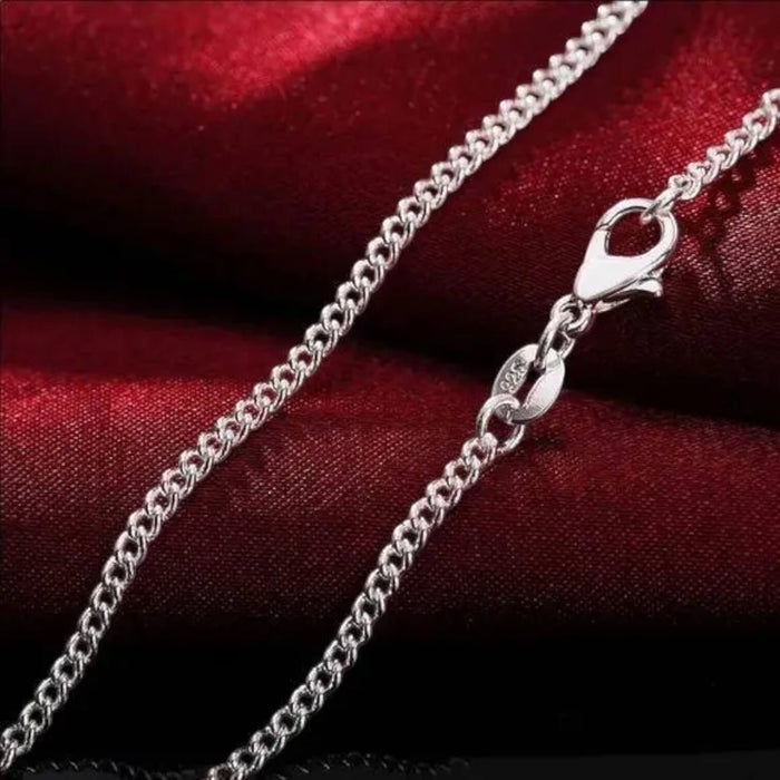 women's 17" Sterling Silver Thin Curb Chain Necklace lobster clasp closure