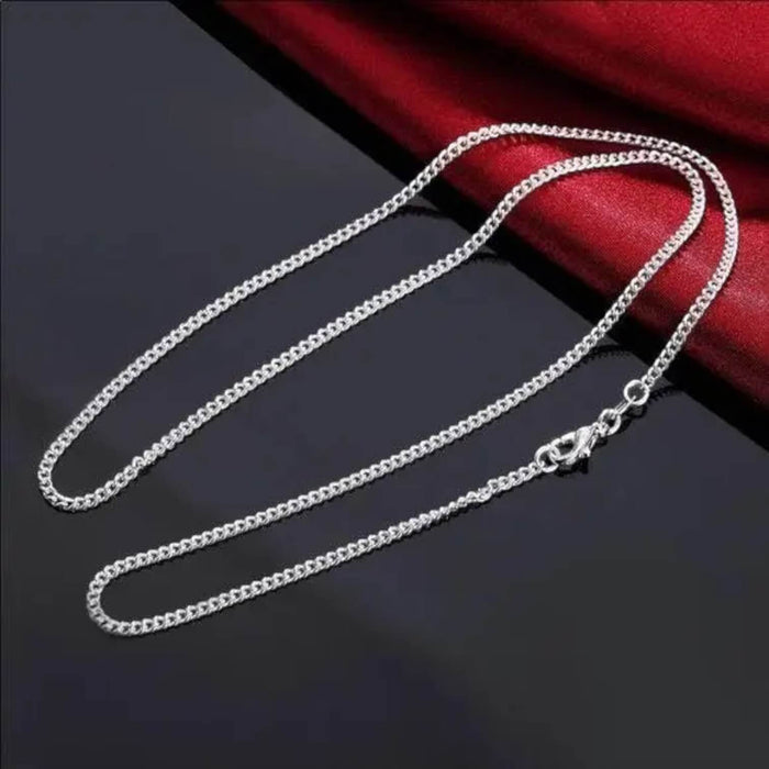 women's 17" Sterling Silver Thin Curb Chain Necklace lobster clasp closure