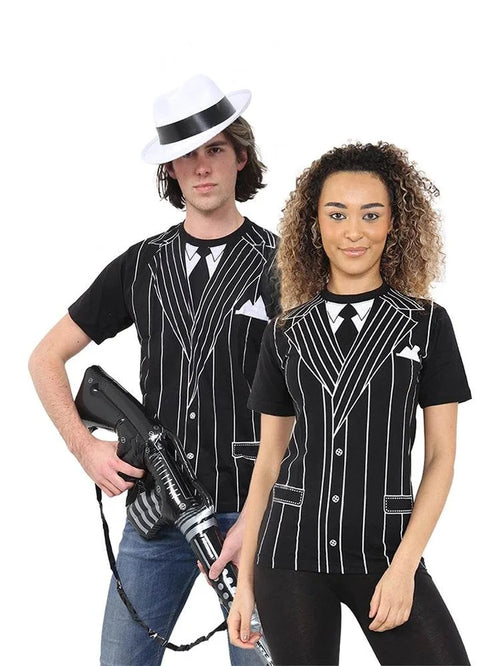 1980s Gangster Printed T-Shirt - thefancydress.co.uk