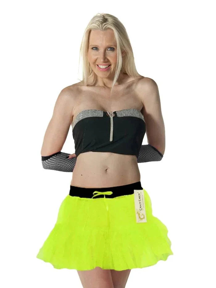 1980s Ladies 2 Layers Neon Tutu Skirts - thefancydress.co.uk