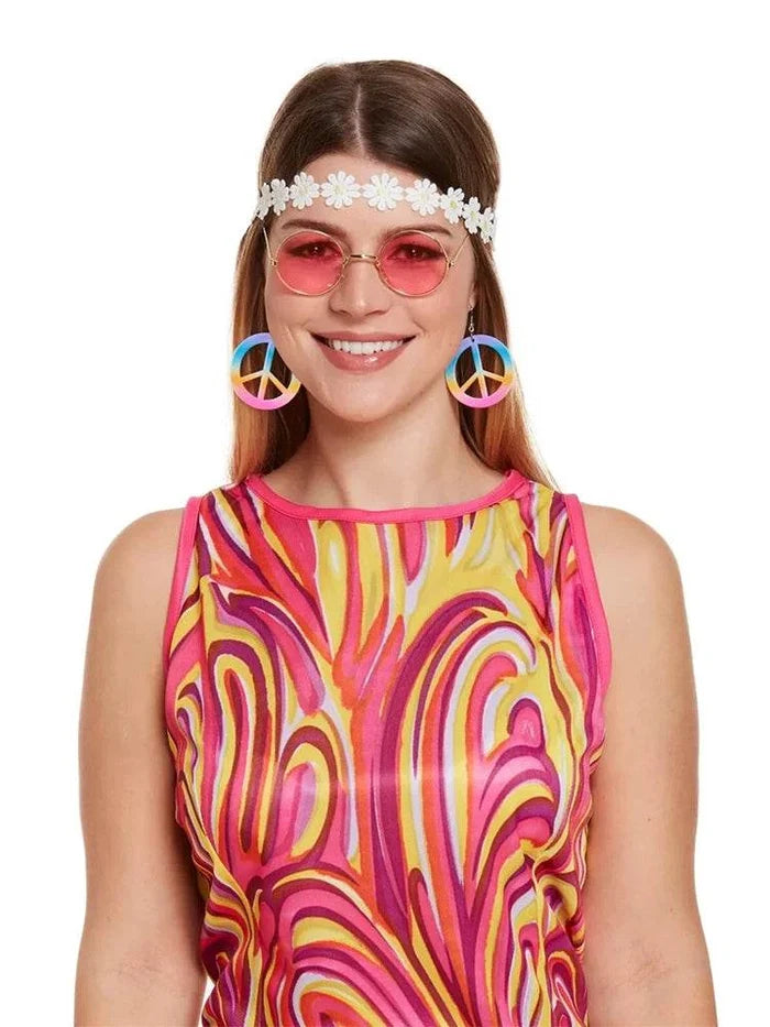 3 PC Ladies 50's Instant Hippie Fancy Dress Set - thefancydress.co.uk