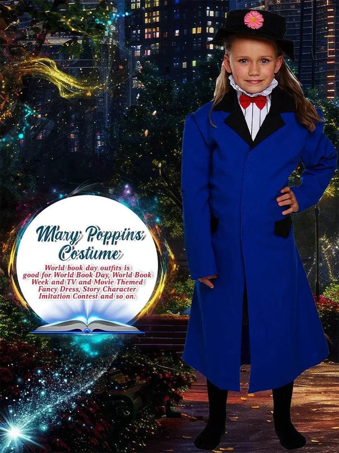 3 Piece Girls Victorian Nanny Dress Up Costume Set - thefancydress.co.uk