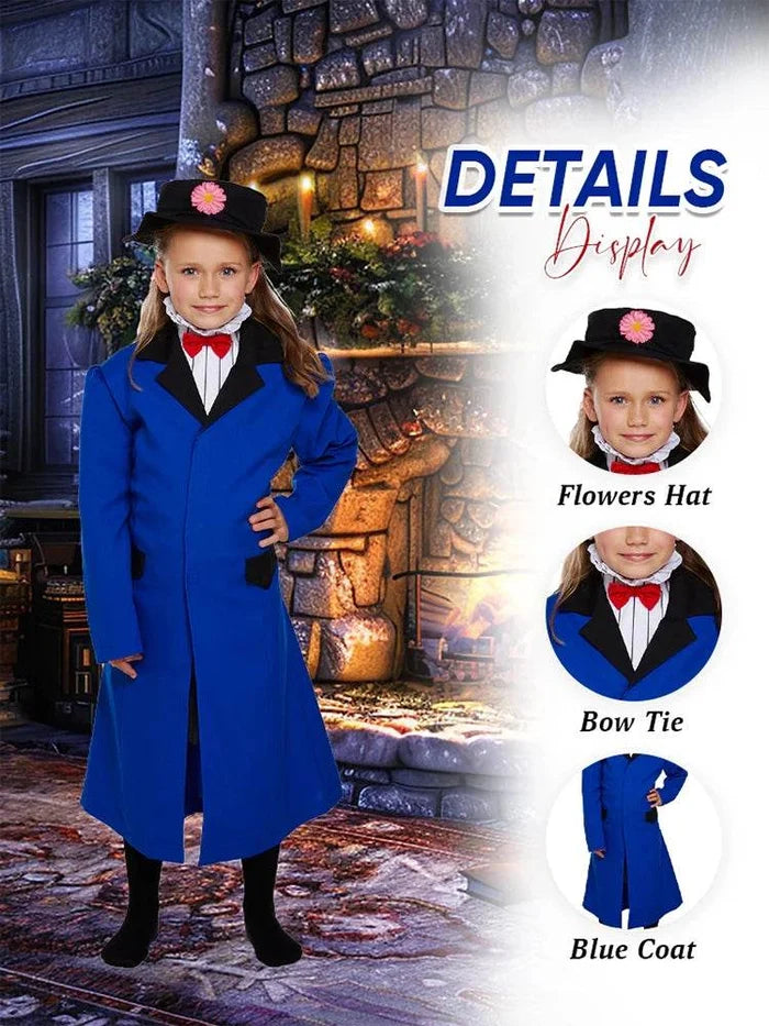 3 Piece Girls Victorian Nanny Dress Up Costume Set - thefancydress.co.uk