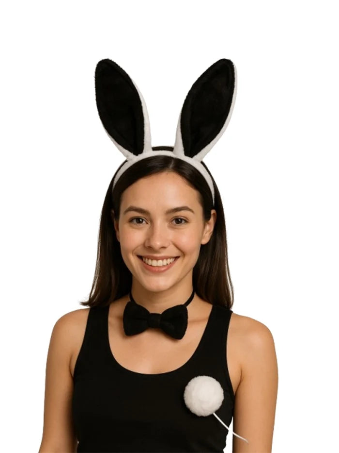 3 Piece White Black Bunny Set
