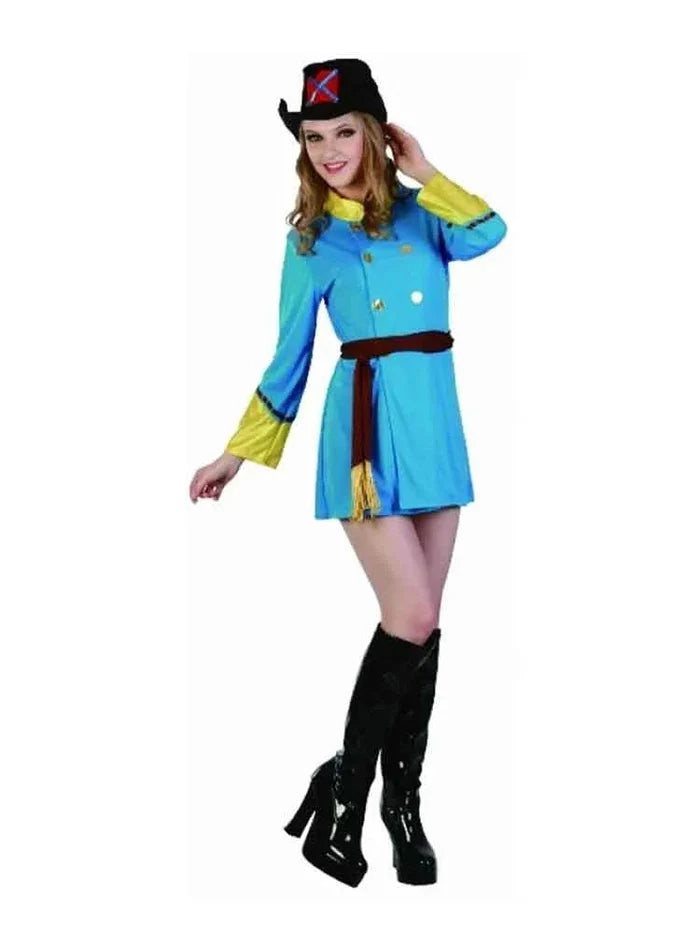 3PC Blue Ladies Musketeer Fancy Dress Costume Set - thefancydress.co.uk