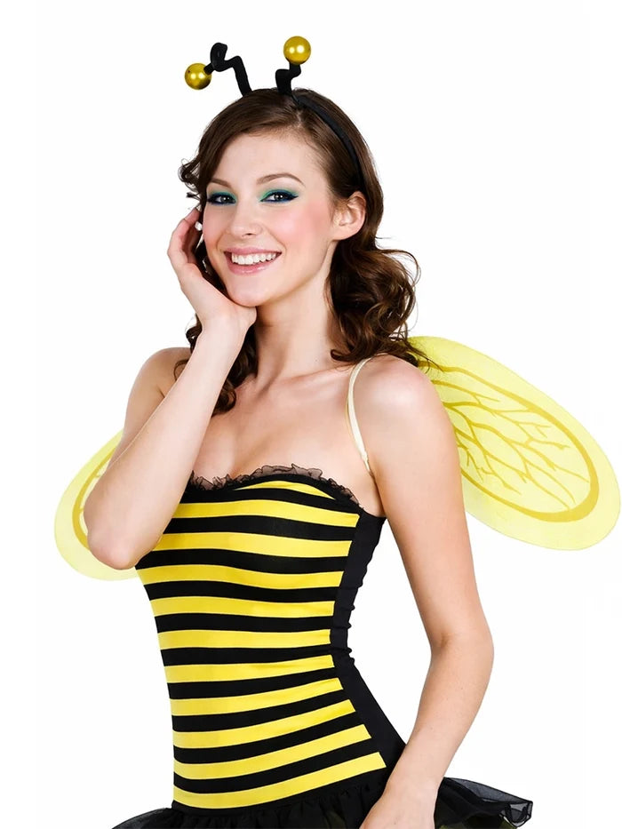 3PC Women’s Honey Bee Costume Set – Dress, Wings & Headpiece