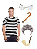 5 PC Adult Old Men Fancy Dress Cosplay Costume Set - thefancydress.co.uk