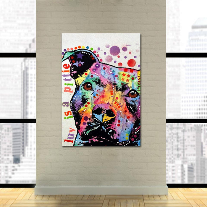 Abstract Dog Puppy Colorful Wall Art Decor Canvas Printing - BlueArtDecor