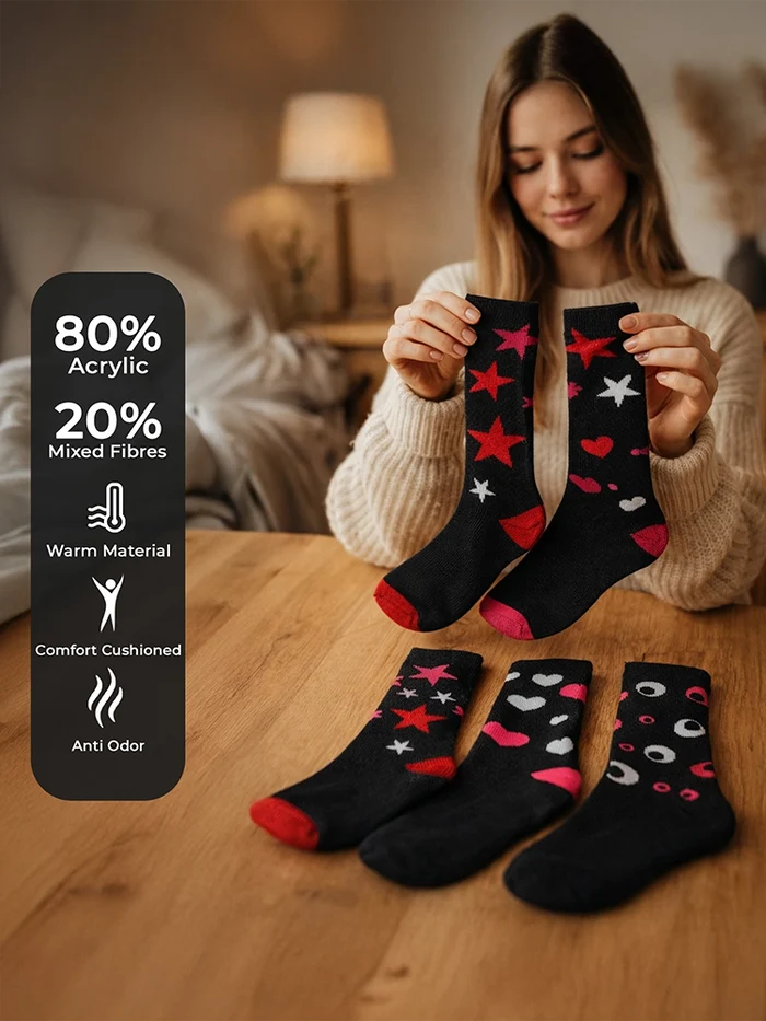 Active Star Ladies Thermal Fashion Socks Pack of 3