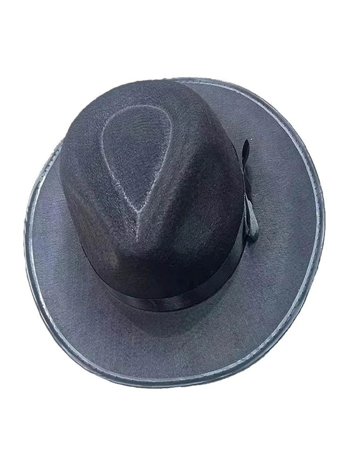 Adult 1920's Black Pinched Crown And Narrow Brim Gangster Hat - thefancydress.co.uk