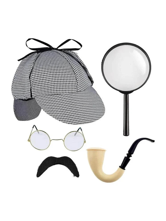 Adult 5-Piece Detective Costume Accessory Set - thefancydress.co.uk