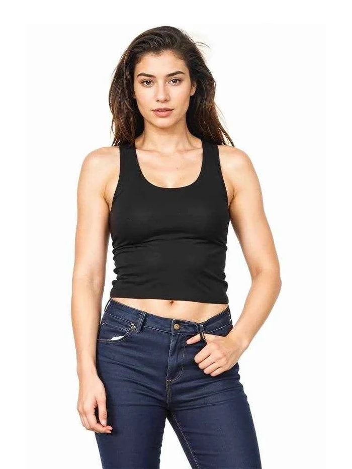 Adult Black Cotton Sleeveless Crop Top