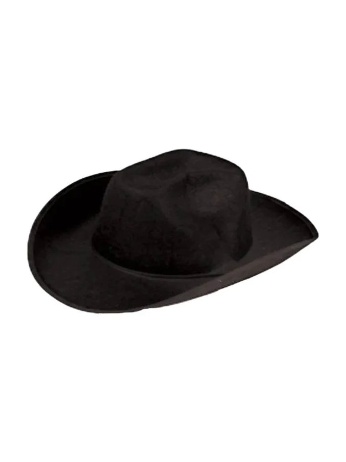 Adult Black Western Felt Cowboy Hat - thefancydress.co.uk