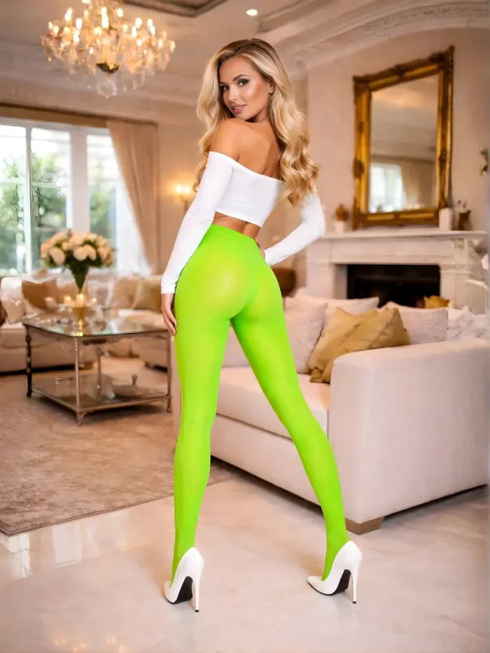 Adult Crazy Chick Opaque Neon Green Tights