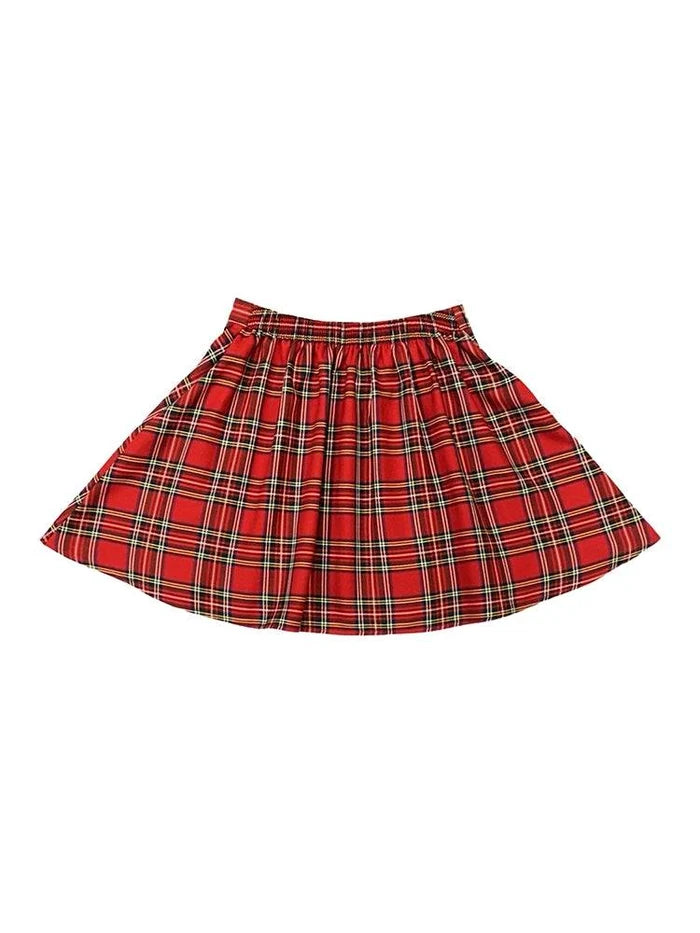 Adult Front Pleated Tartan Skirt - thefancydress.co.uk