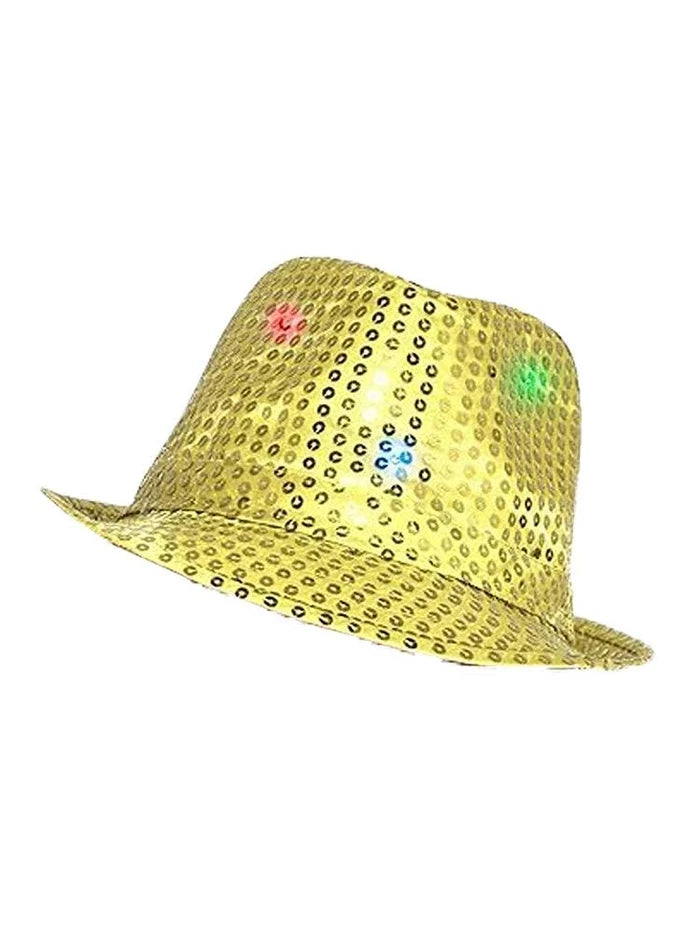Adult Gold LED Light Up Sequin Trilby Hat - thefancydress.co.uk