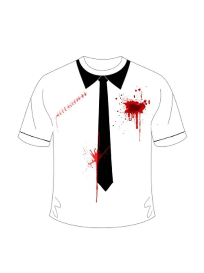Adult Halloween Bleeding Bullet Scar Printed T-Shirt (Small) - thefancydress.co.uk