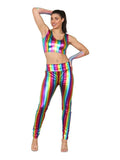Adult High Waist Rainbow Shiny Metallic Legging - thefancydress.co.uk