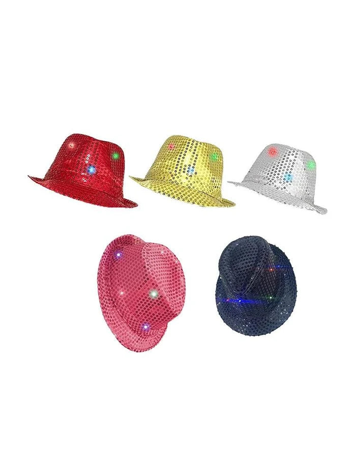 Adult LED Light Up Dance Party Sequin Trilby Hats - thefancydress.co.uk