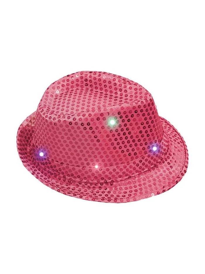 Adult LED Light Up Dance Party Sequin Trilby Hats - thefancydress.co.uk