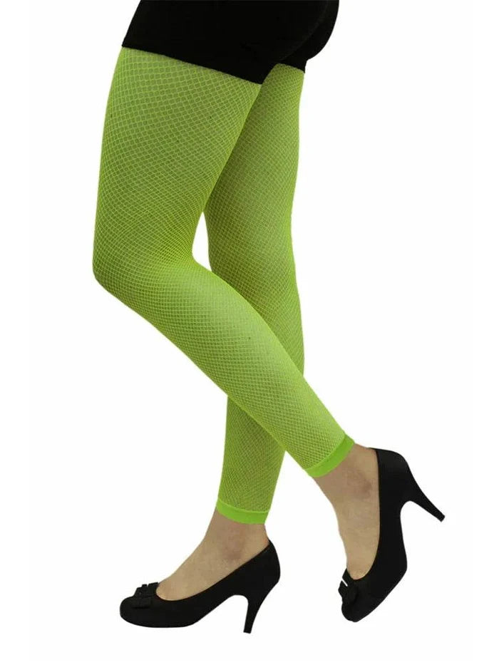 Adult Neon Fishnet Footless Tights - thefancydress.co.uk