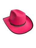 Adult Pink Vintage Gothic Cowboy Hat with Black Rivet Trim - thefancydress.co.uk