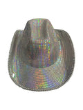 Adult Rainbow Silver Sequin Festival Cowboy Hat - thefancydress.co.uk