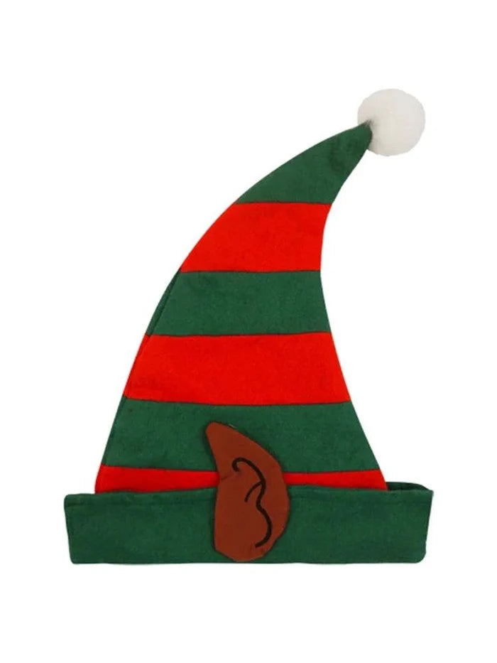 Adult Santa Elf Hat with Pixie Ears - thefancydress.co.uk