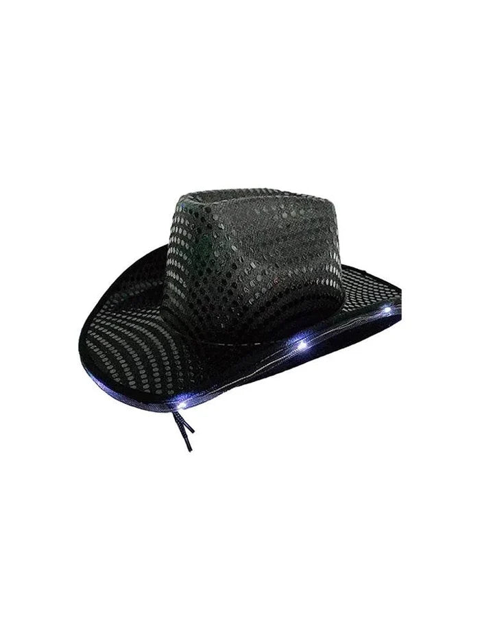 Adult Sequin Light up Cowboy Hat for Party & Festival - thefancydress.co.uk