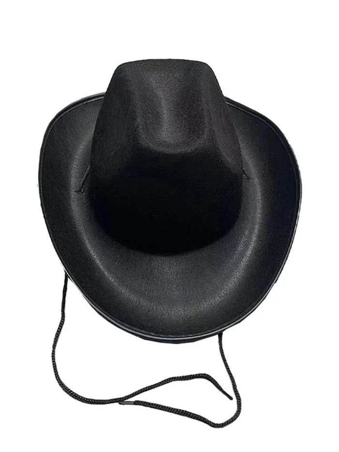 Adult Shiny Western Style Rolled Brim Cowboy Hat - thefancydress.co.uk