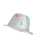 Adult Silver LED Light Up Sequin Trilby Hat - thefancydress.co.uk