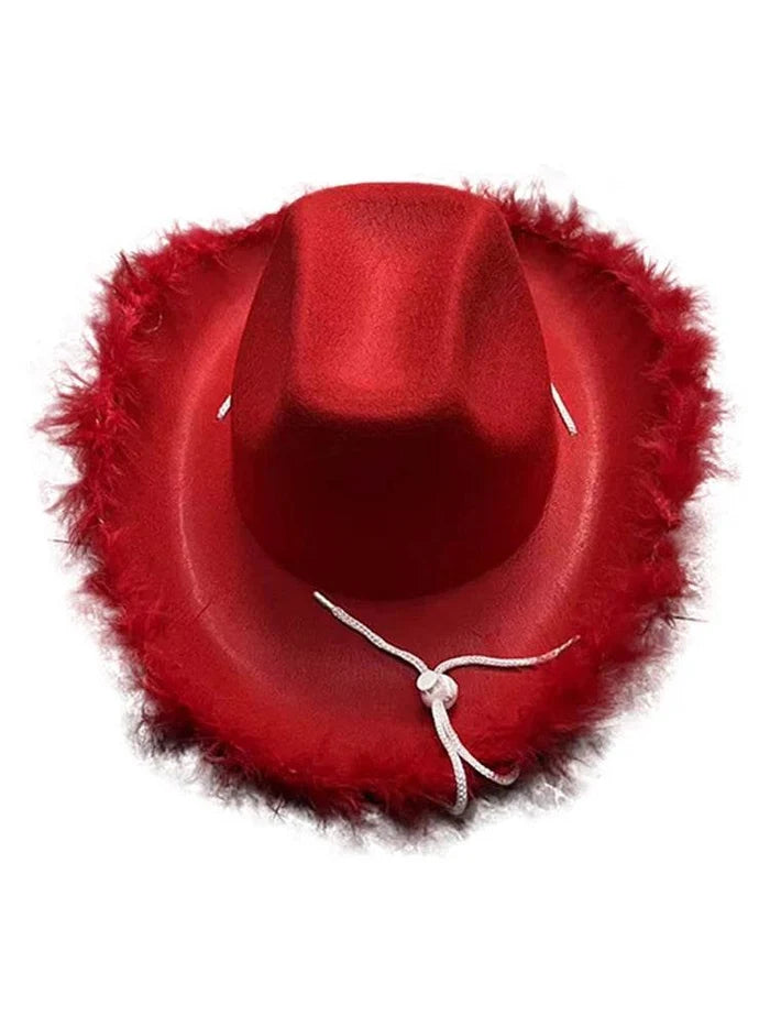 Adult Wild West Cowboy Hat With Feather Trim - thefancydress.co.uk