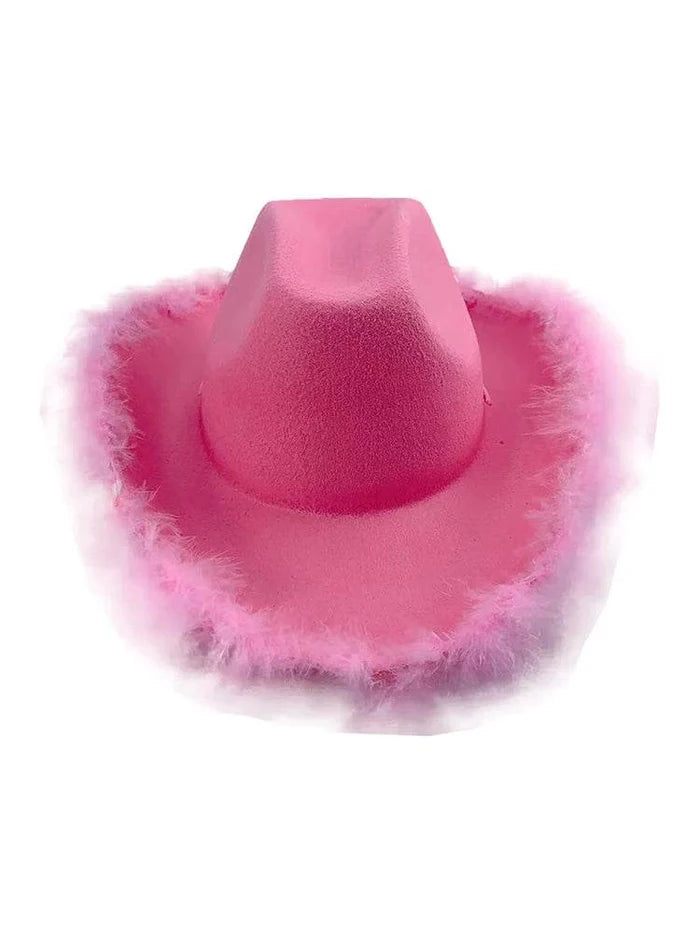 Adult Wild West Cowboy Hat With Feather Trim - thefancydress.co.uk
