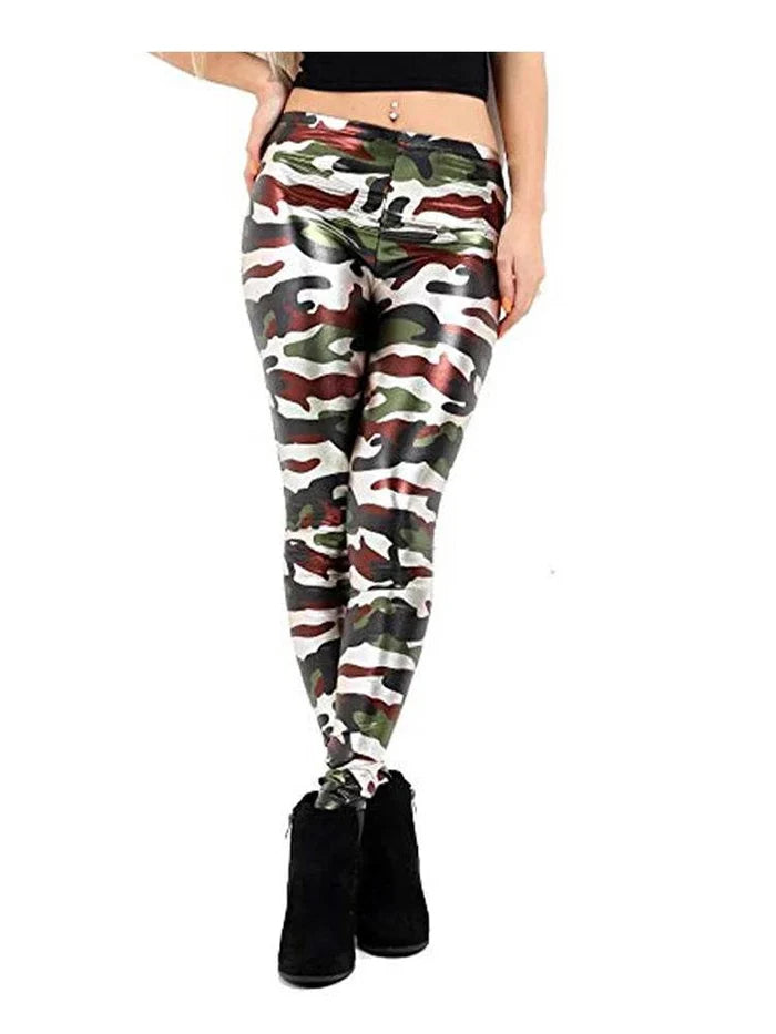 Adult Women's Luxury Shiny Metallic Leggings - thefancydress.co.uk