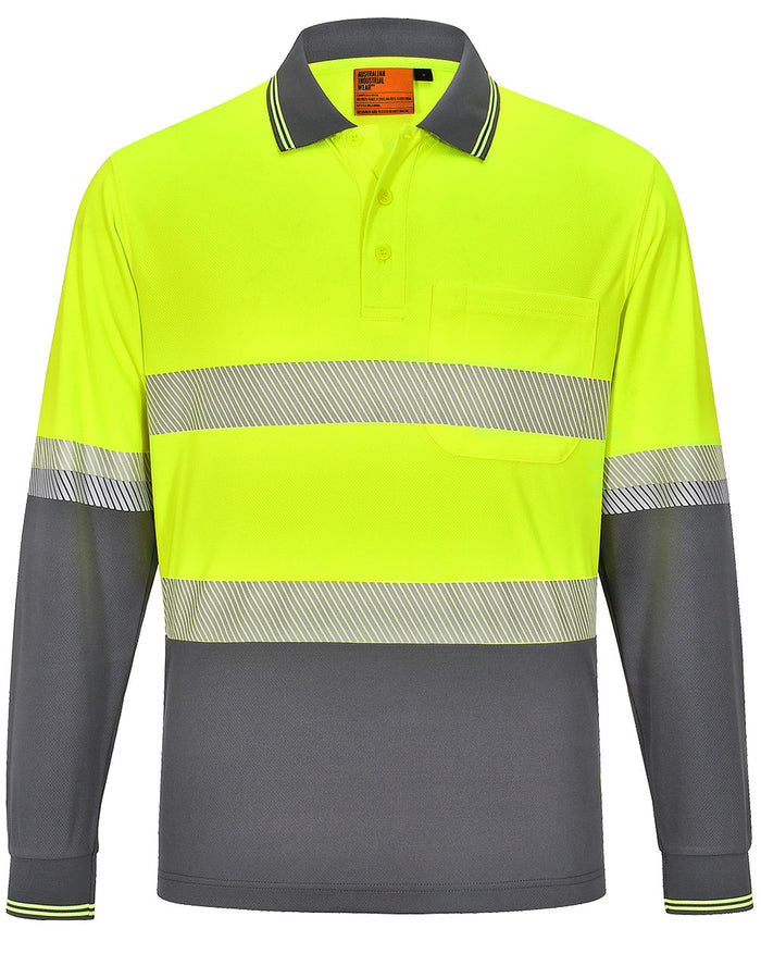 AIW Unisex Cooldry Segmented Taped Long Sleeve Polo