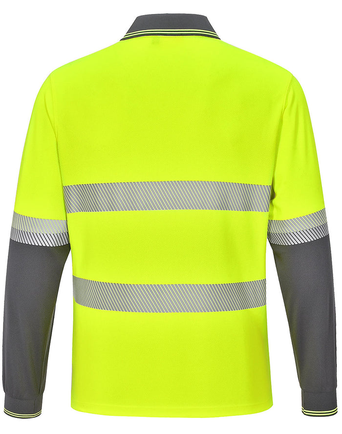 AIW Unisex Cooldry Segmented Taped Long Sleeve Polo