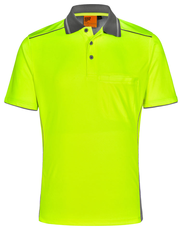 AIW Unisex Hi Vis Bamboo Charcoal Vented Polo
