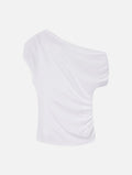 Alice Cotton One Shoulder Tee in White