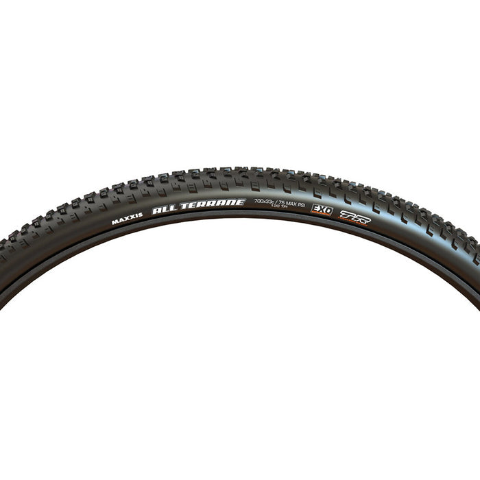 Maxxis, All Terrane, Gravel Tire, 700x33C, Folding, Tubeless Ready, Dual, EXO, 120TPI, Black