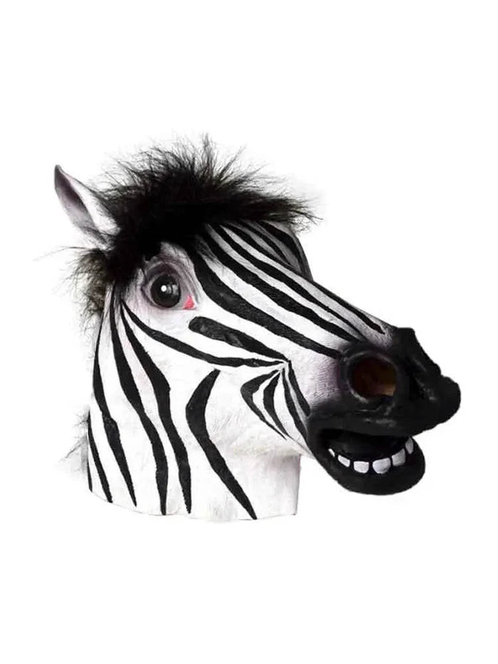 Animal Latex Zebra Style Face Wear Mask - thefancydress.co.uk