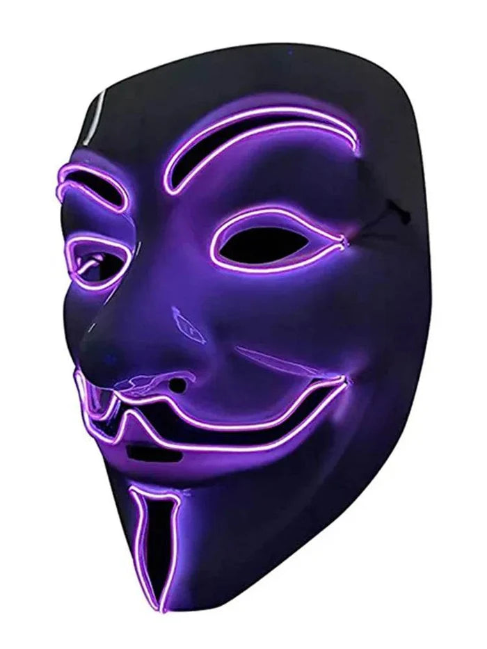 Anonymous Hacker-Vendetta Joker Masquerade Light-Up Face Masks - thefancydress.co.uk