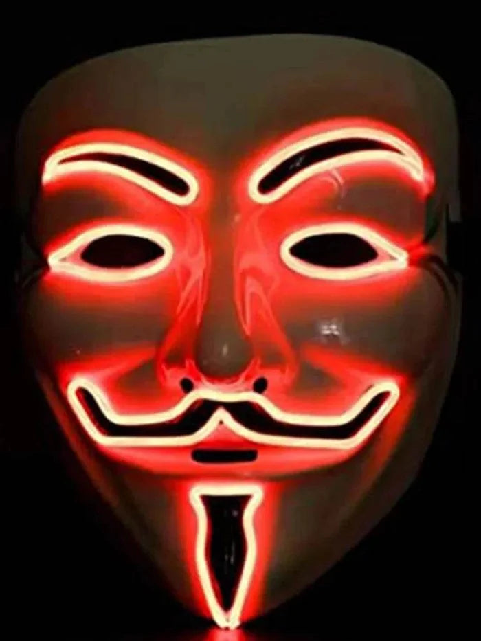 Anonymous Hacker-Vendetta Joker Masquerade Light-Up Face Masks - thefancydress.co.uk
