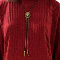 Antique Brass Stars & Vines Cowboy Hat Necktie bolo tie stars and vines w/ brown rope. Unisex western style for festival & year-round country style.