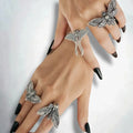 Antique Silver Moth Skull Gothic Rings Set - Silver Antique / 8 / Female - Women’s Rings Set
