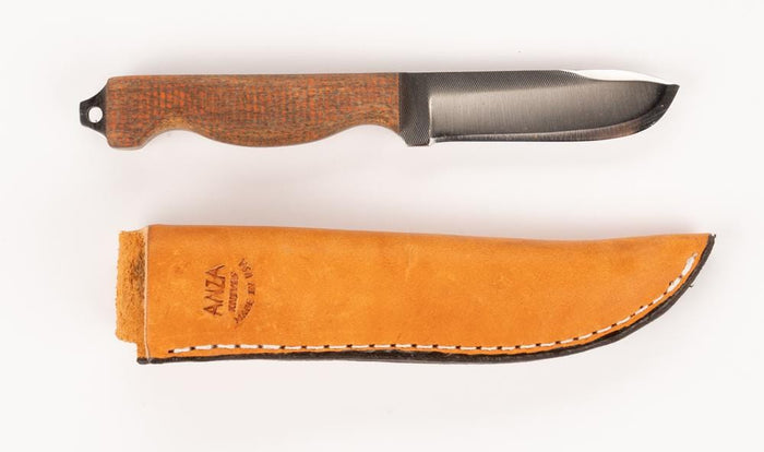 Anza 10F Boddington-Premium Burlap Micarta-Burnt Sienna-LBH Anza Knives Knives Rivers and Glen Trading Co
