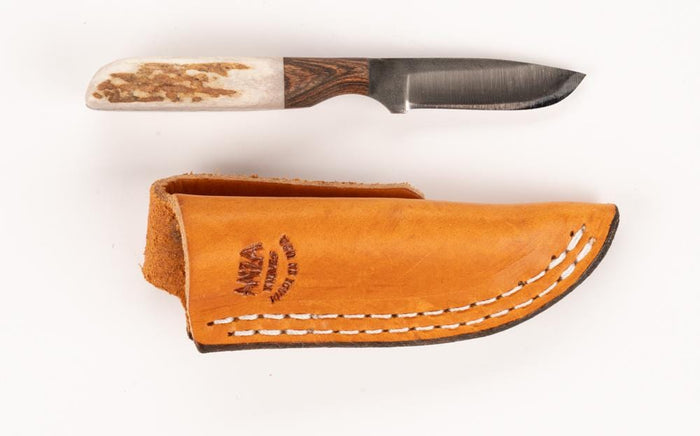 Anza 6F Mini Drop PT-WALNUT-ELK Knife Anza Knives Knives Rivers and Glen Trading Co