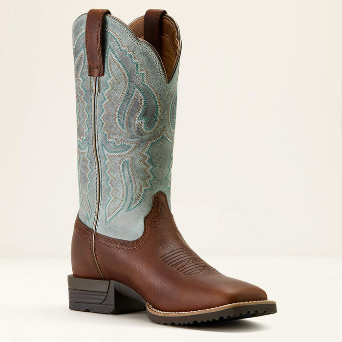 Ariat Women's Hybrid Ranchwork Wide Square Toe Western Boot in Peanut