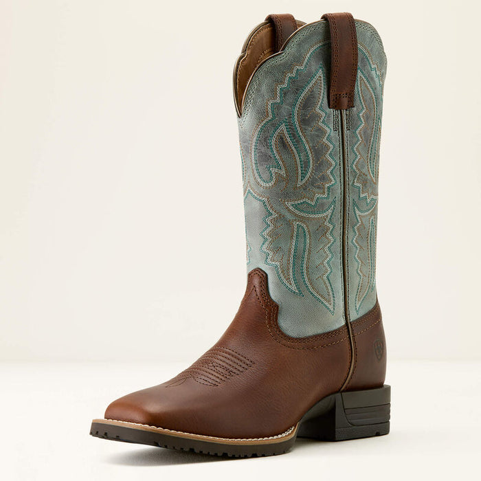 Ariat Women's Hybrid Ranchwork Wide Square Toe Western Boot in Peanut