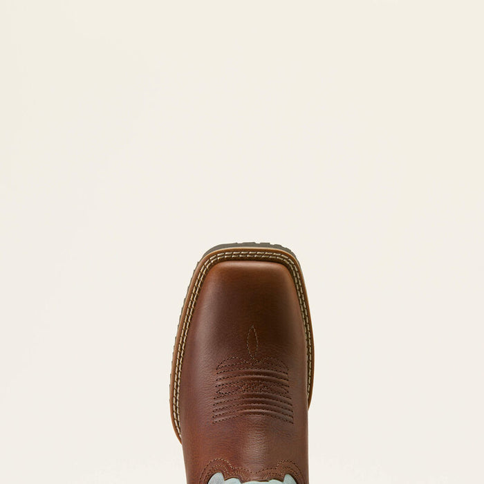 Ariat Women's Hybrid Ranchwork Wide Square Toe Western Boot in Peanut